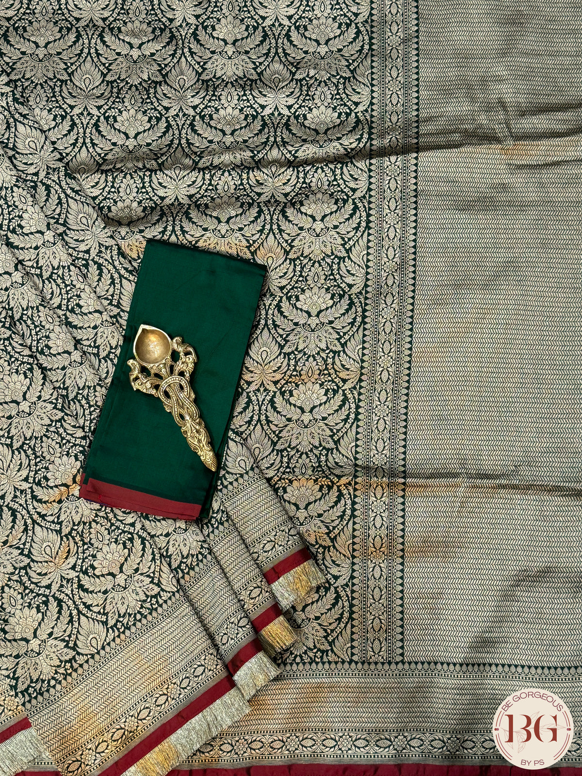 Banarasi Handloom Katan Silk brocade Saree - Silk mark certfied - green