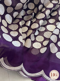 Organza with polka dots and scallop border - purple