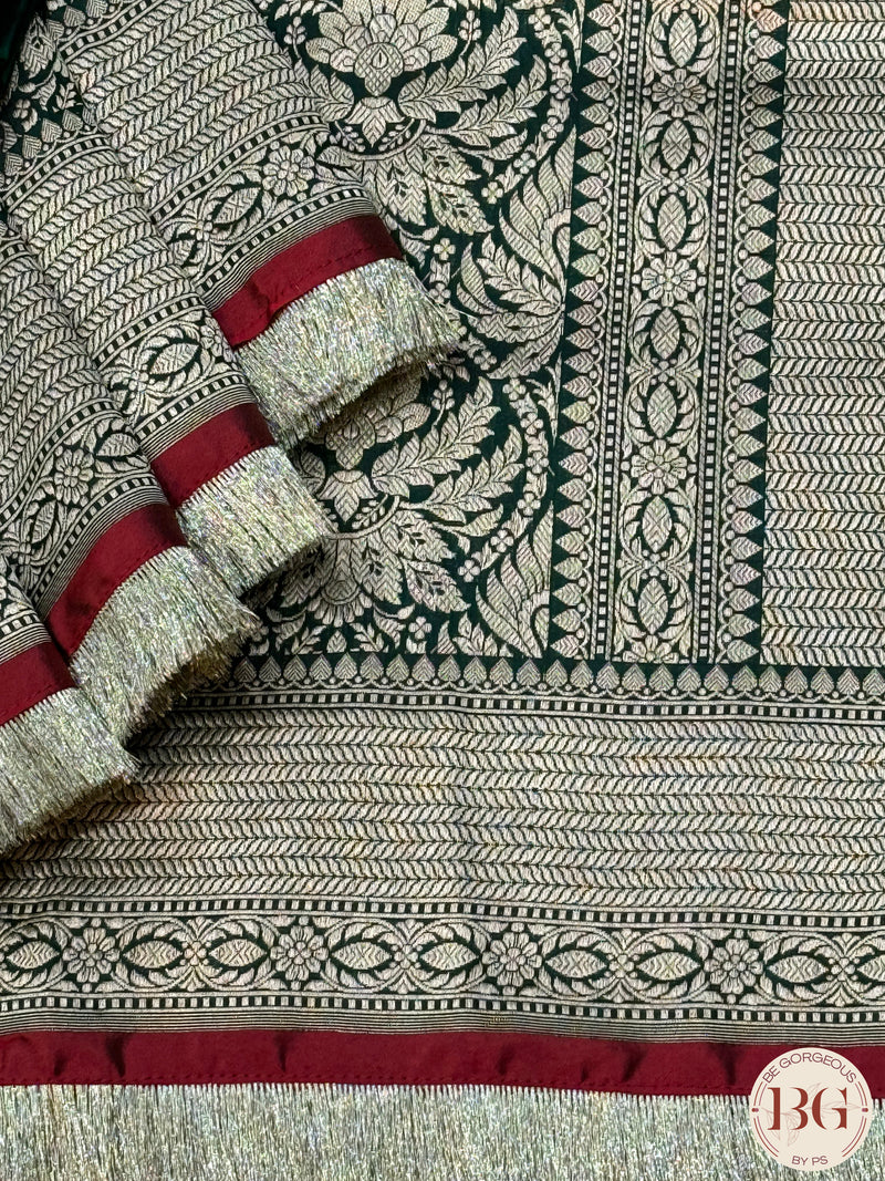 Banarasi Handloom Katan Silk brocade Saree - Silk mark certfied - green