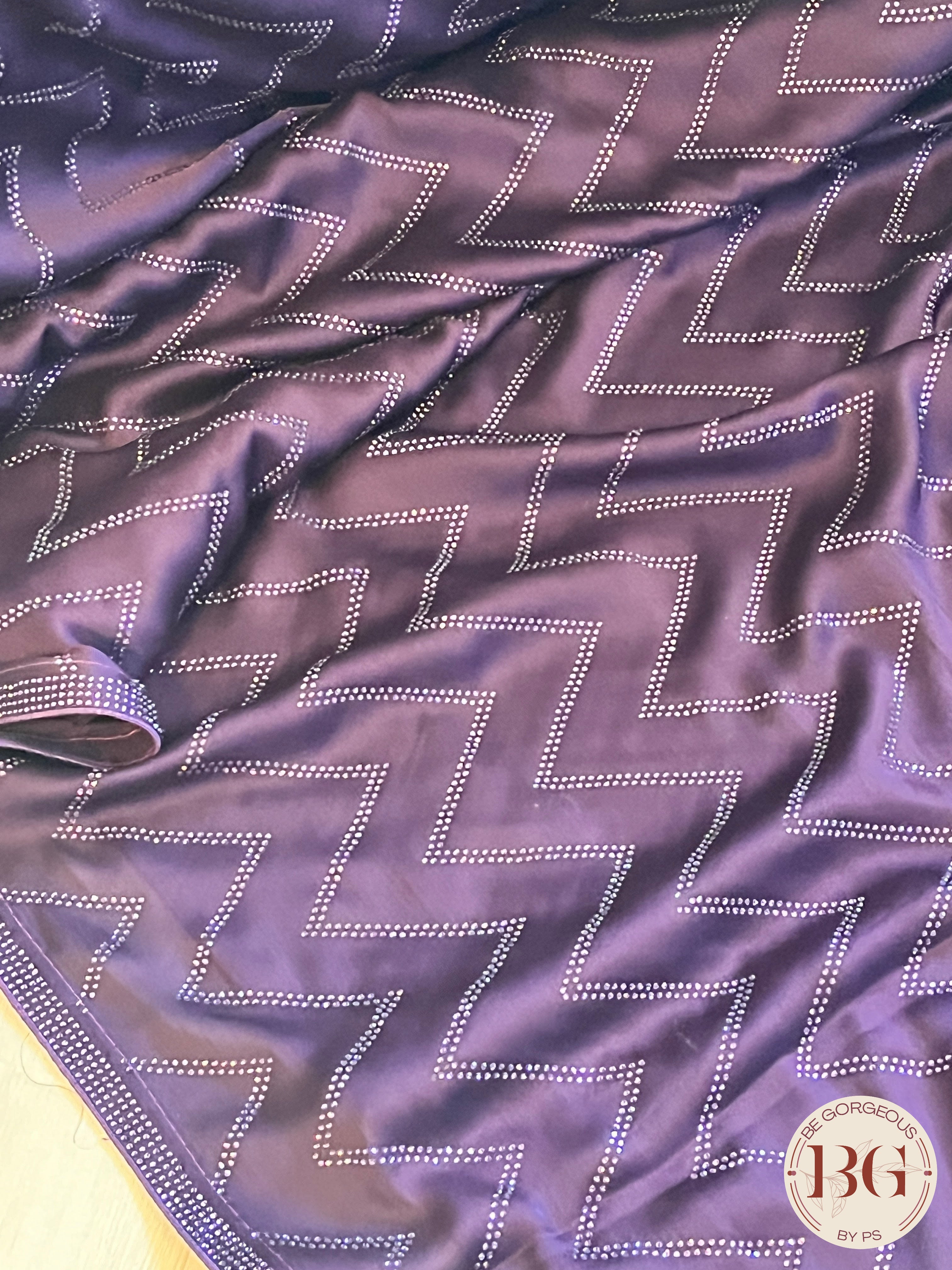 Satin with stonework - purple Blue