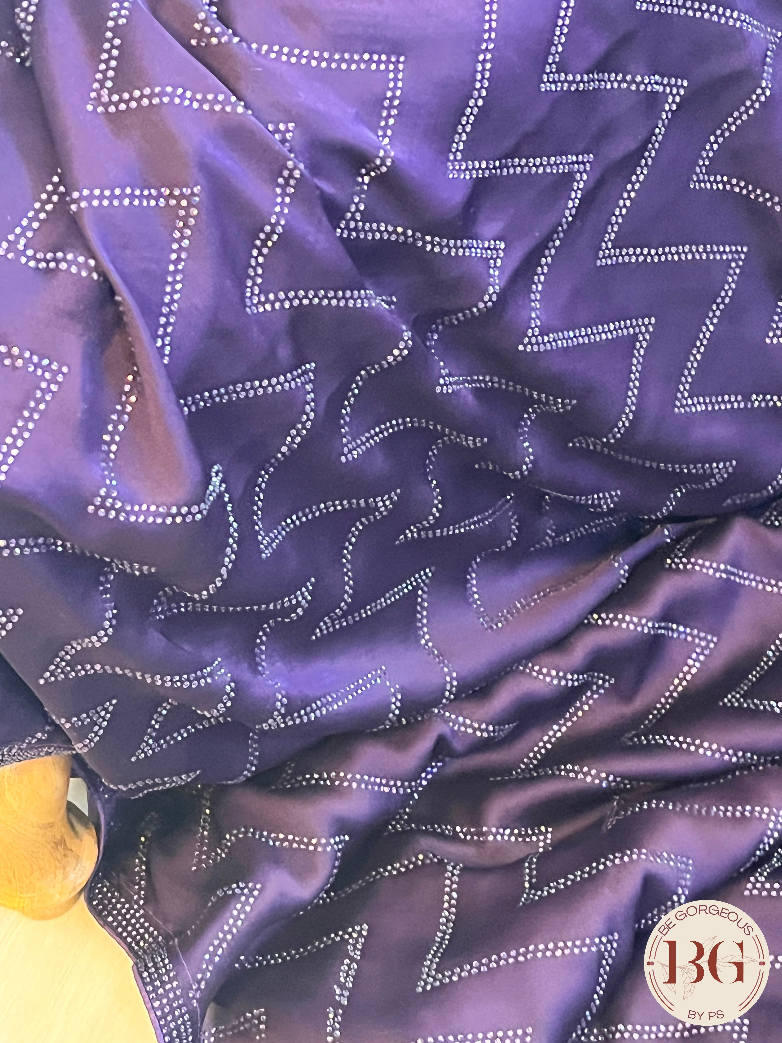 Satin with stonework - purple Blue