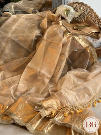 Banarasi Tissue silk saree with lace and silkmark certificate - gold