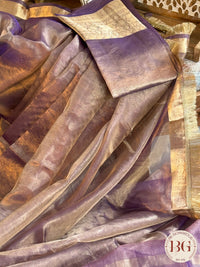 Banarasi Tissue silk saree with lace and silkmark certificate - lavendar