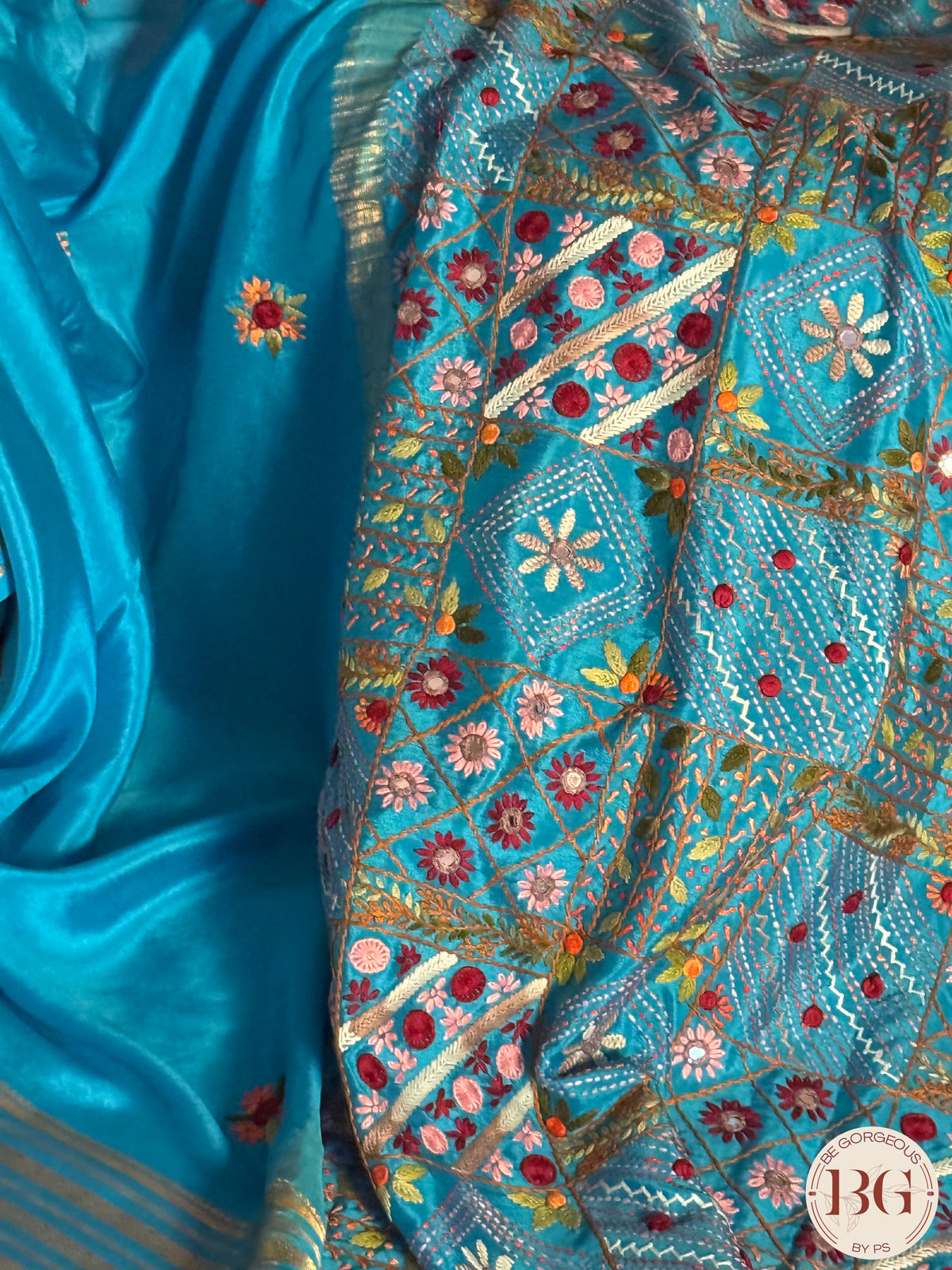 Mysore Silk Saree with lambani work - Light Blue