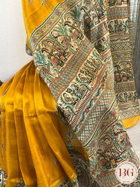 Silk Madhubani Printed saree color - mustard