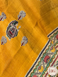 Silk Madhubani Printed saree color - mustard