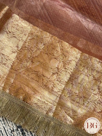 Banarasi Tissue silk saree with lace and silkmark certificate - peach