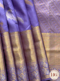 Kanjeevaram pure silk handloom saree with peacocks - purple