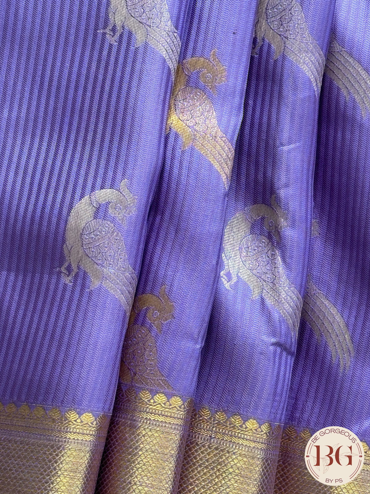 Kanjeevaram pure silk handloom saree with peacocks - purple