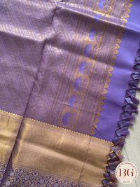 Kanjeevaram pure silk handloom saree with peacocks - purple