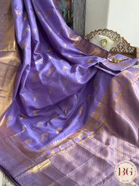 Kanjeevaram pure silk handloom saree with peacocks - purple