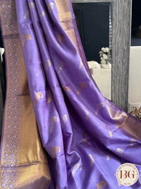 Kanjeevaram pure silk handloom saree with peacocks - purple