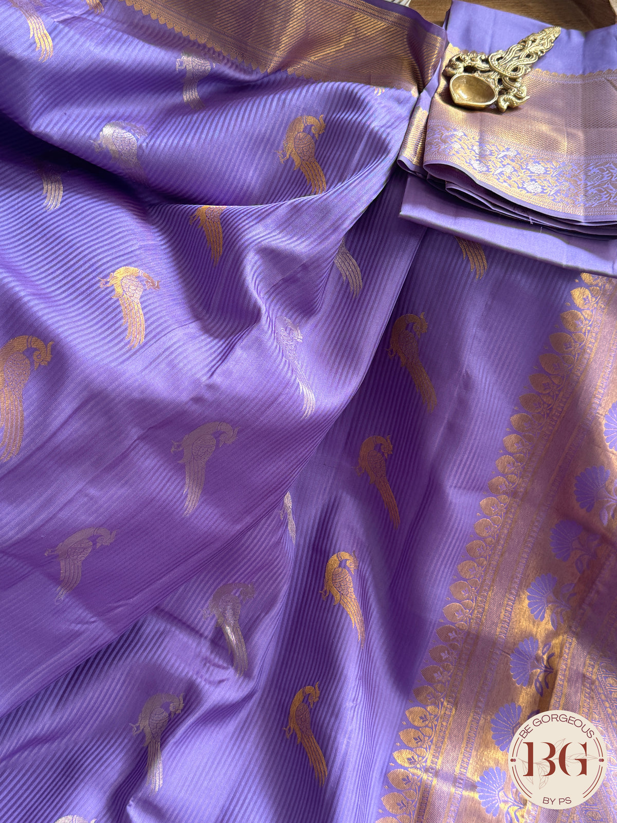 Kanjeevaram pure silk handloom saree with peacocks - purple