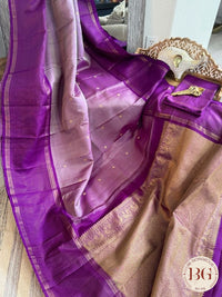 Kanjeevaram pure silk handloom saree with buttas - purple dark purple