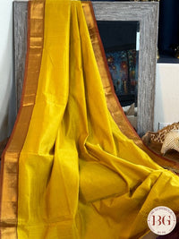 Kanjeevaram silk cotton handloom saree - Mustard Purple