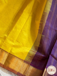 Kanjeevaram silk cotton handloom saree - Mustard Purple