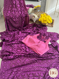 Chikankari on gerogette with sequin - Megenta Purple