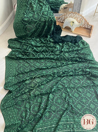 Chikankari on gerogette with sequin - Bottle Green