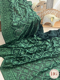 Chikankari on gerogette with sequin - Bottle Green