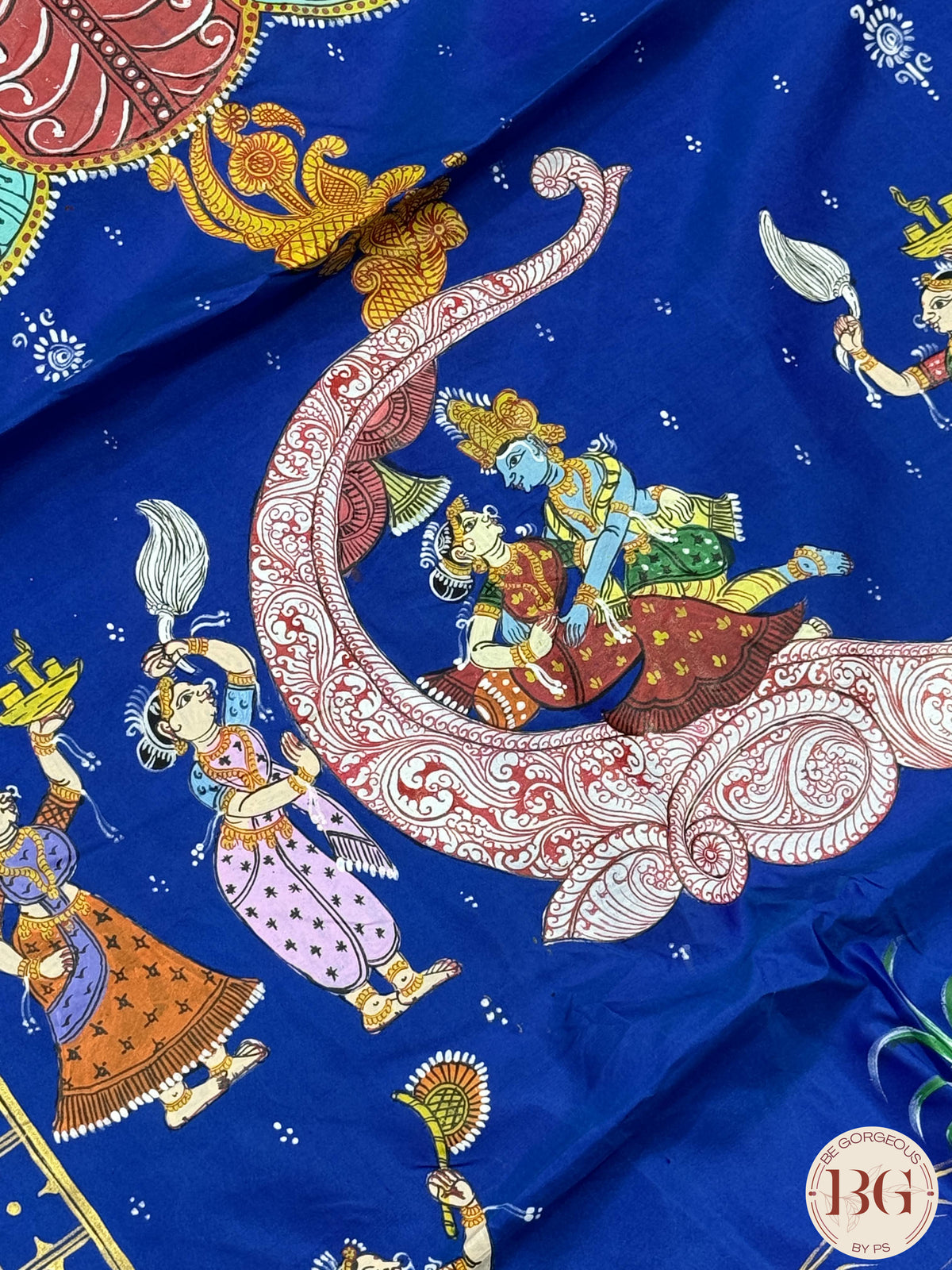 Pattachitra Pure silk handpainted saree - Blue