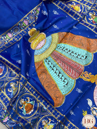 Pattachitra Pure silk handpainted saree - Blue