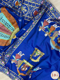 Pattachitra Pure silk handpainted saree - Blue