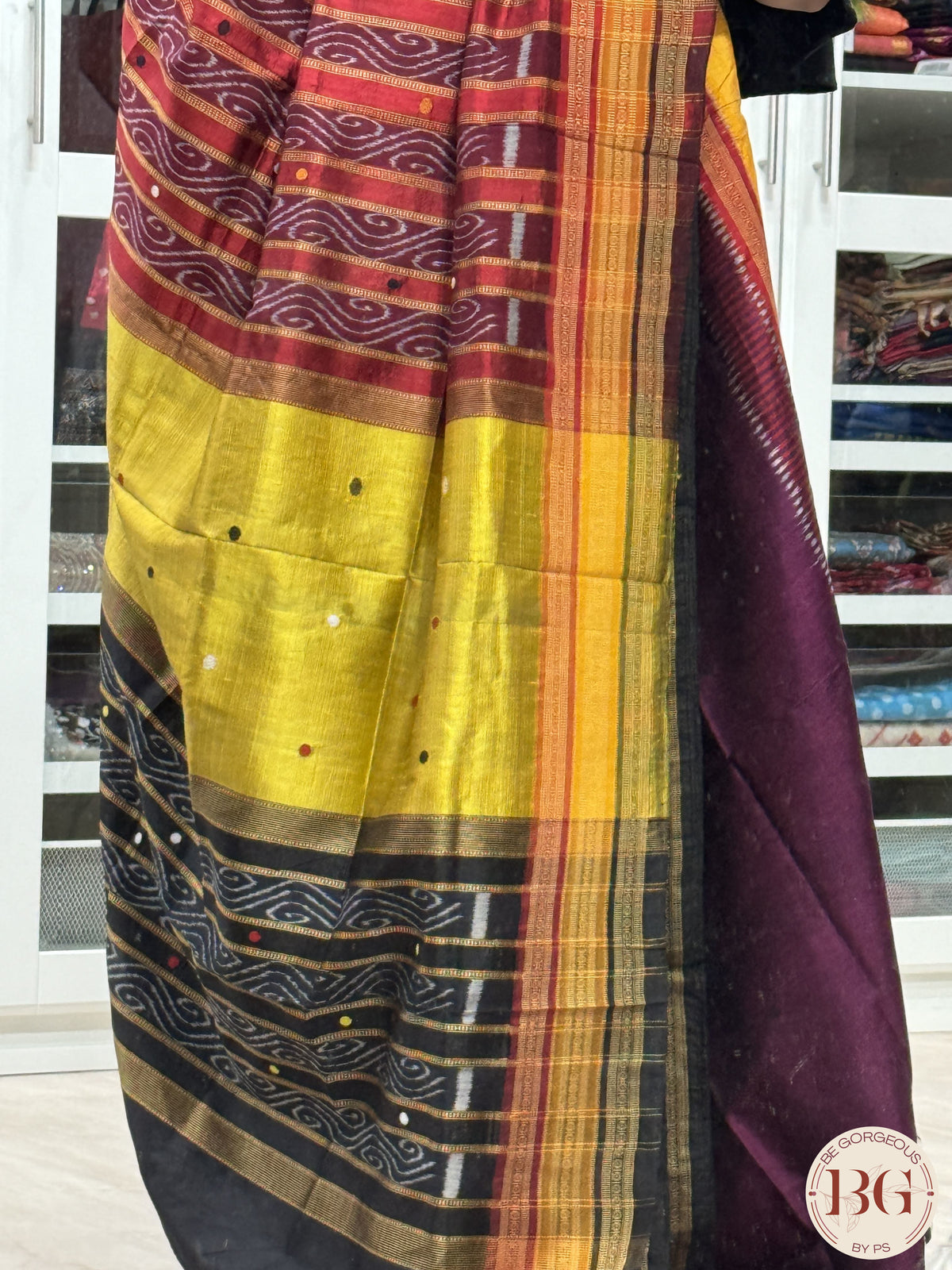 Khandua Silk Kathiphera designed pure silk handloom odisha saree - Purple Mustard