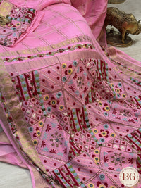 Mysore Silk Saree with lambani work - Pink