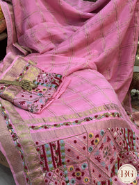 Mysore Silk Saree with lambani work - Pink