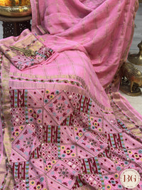 Mysore Silk Saree with lambani work - Pink