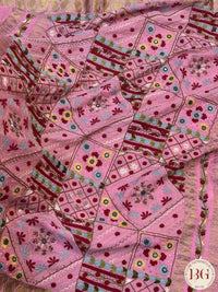 Mysore Silk Saree with lambani work - Pink