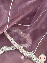 Organza Tissue with pearl sequence & embroidery in gorgeous lavender color