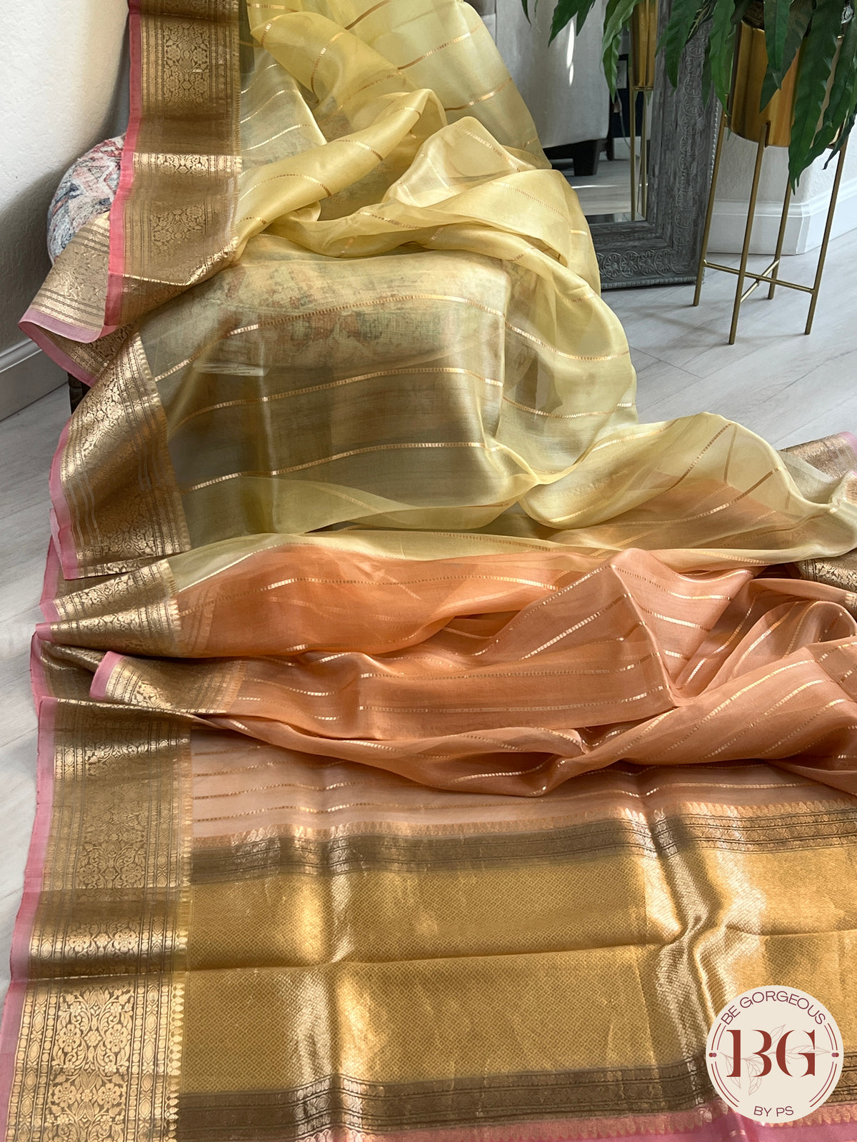 Kora organza banarasi saree with weaving - Multicolor shaded