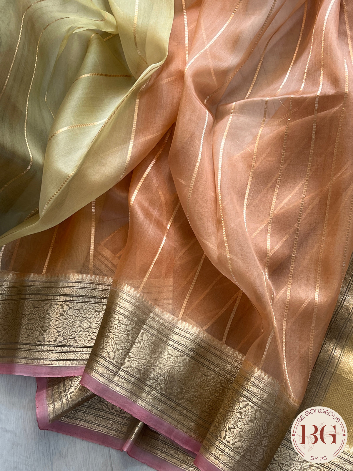 Kora organza banarasi saree with weaving - Multicolor shaded