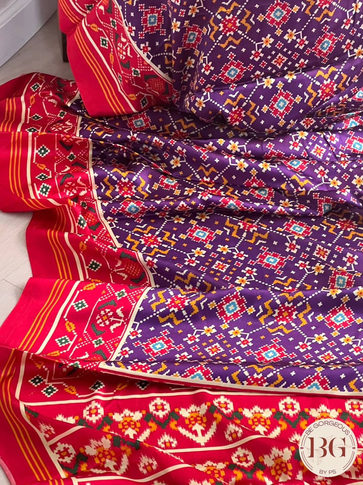 Gajji Silk saree with tissue pallu and patola print saree color - purple