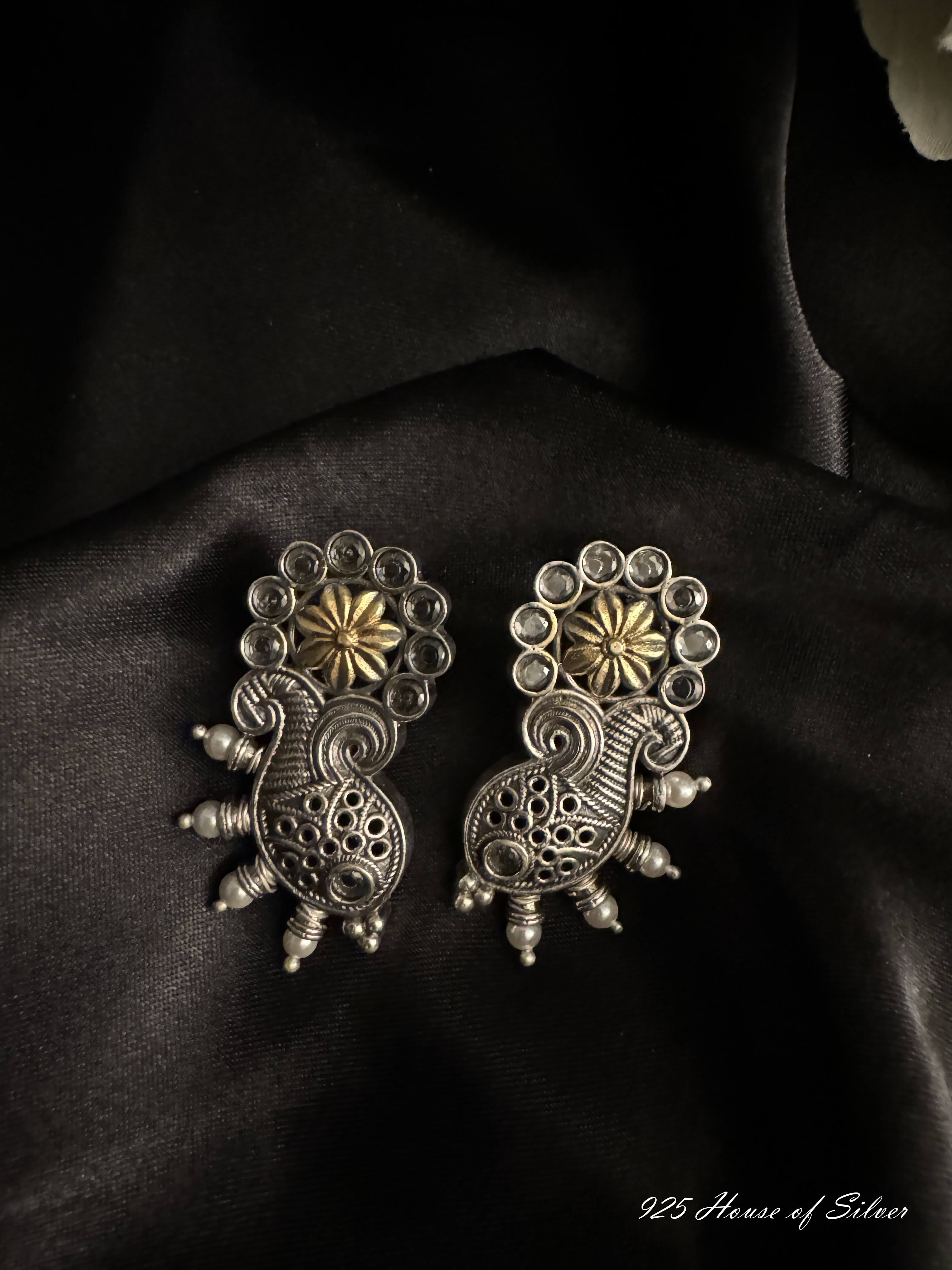 925 Silver Dual Tone Earring