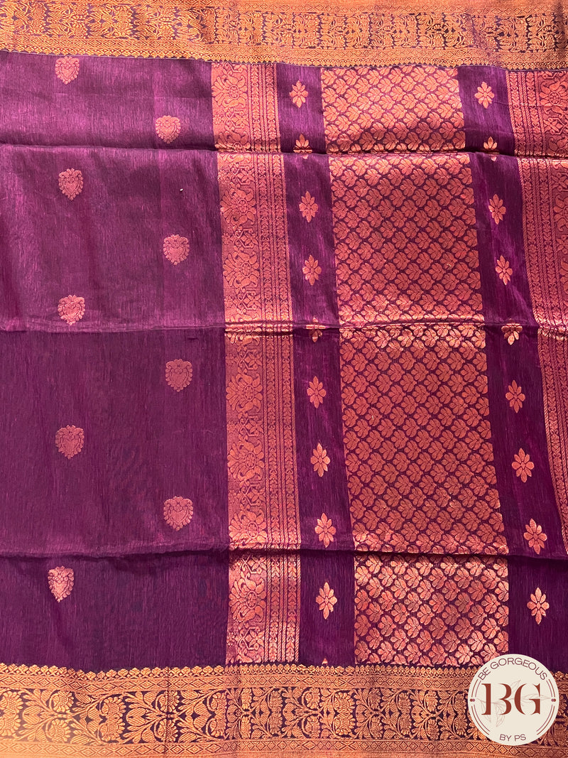 Linen Handloom Saree saree color - purple