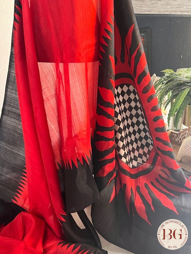 Murshidabad Silk saree color - red