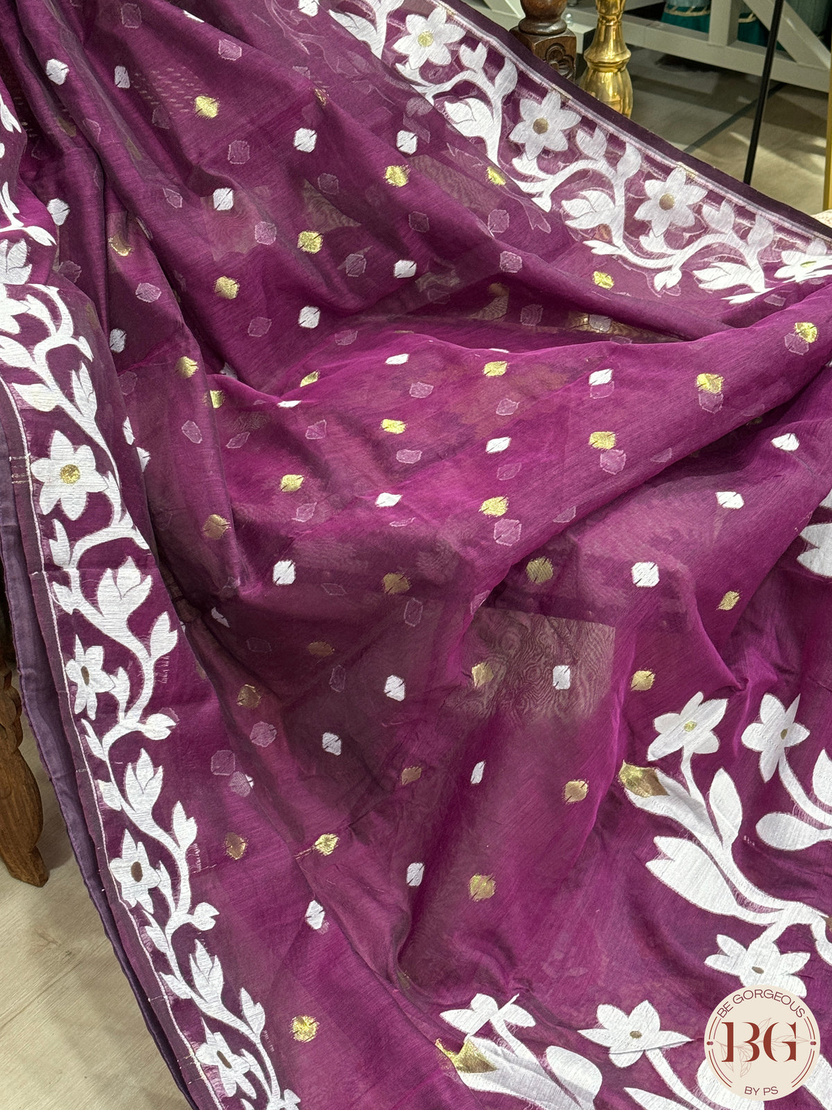 Jamdani Soft muslin saree - Purple