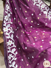 Jamdani Soft muslin saree - Purple