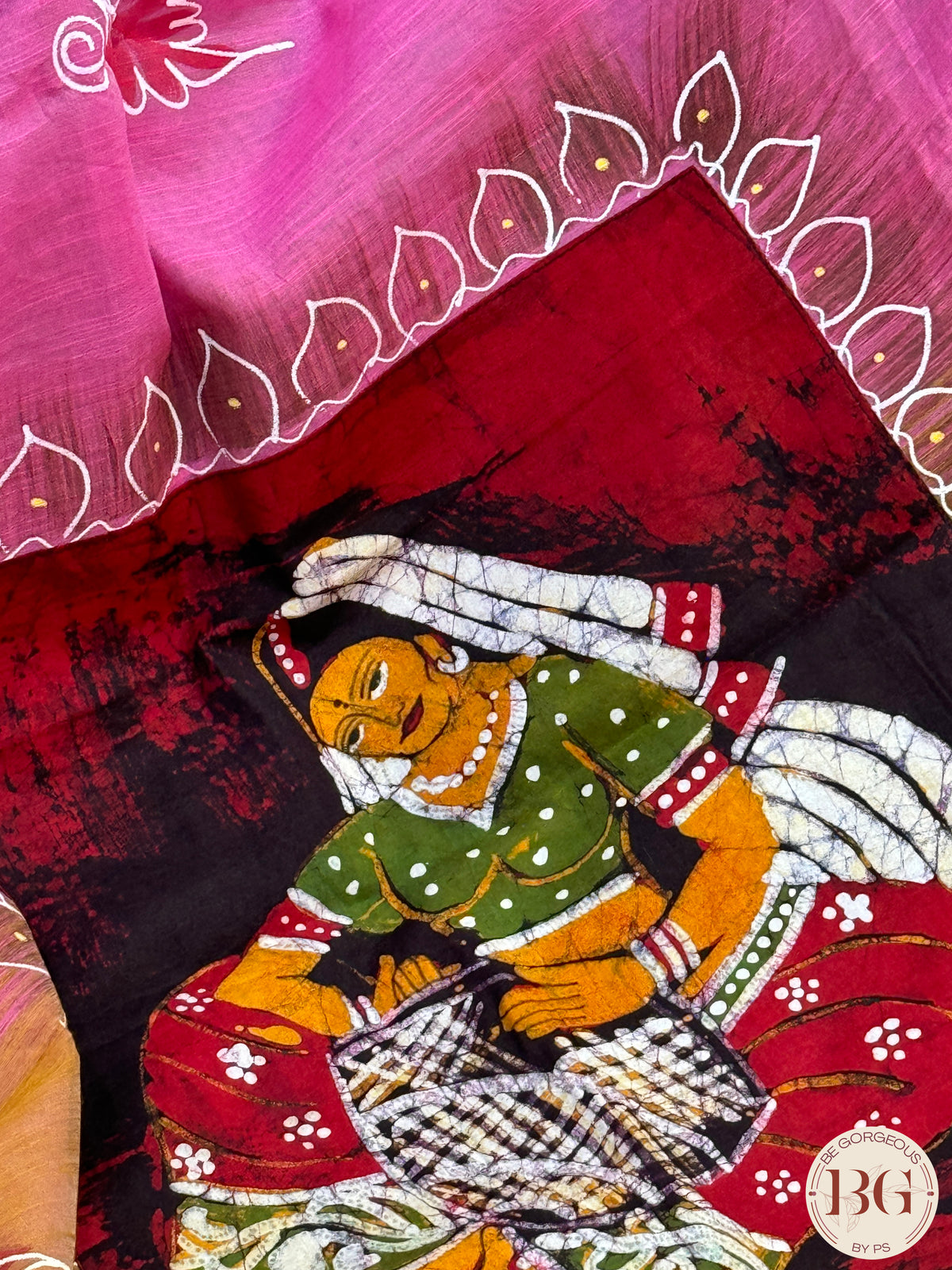 Linen Handpainted Saree - Pink