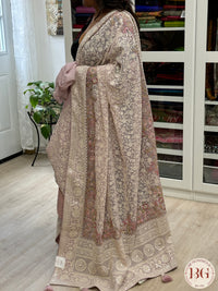 Georgette with chikankari work, sequins - Purple