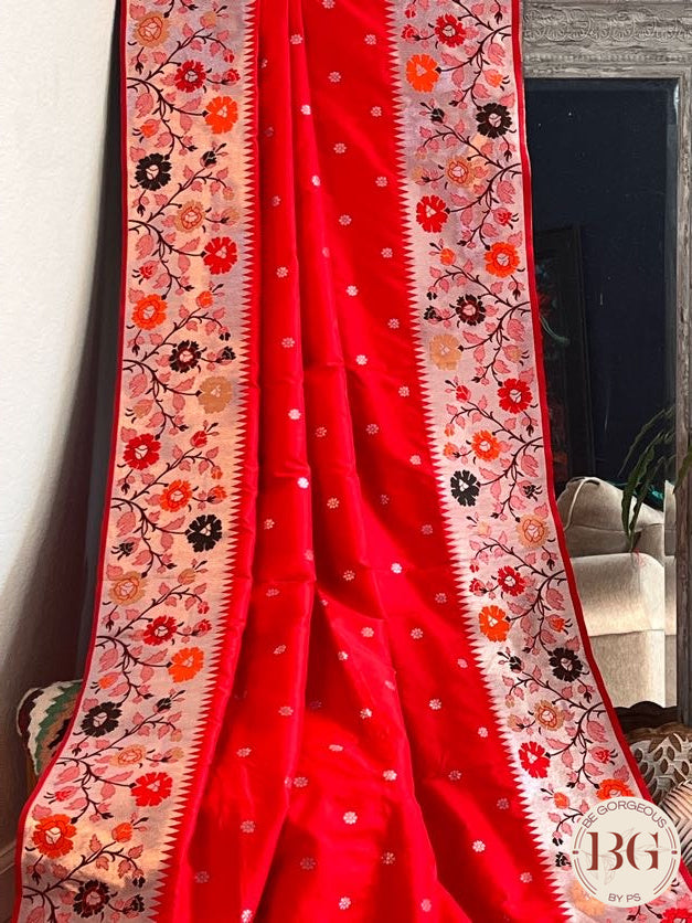 Soft silk Paithani inspired Saree saree color - red