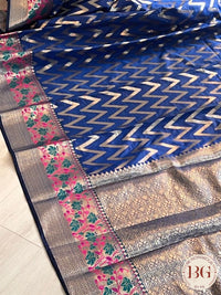 Soft silk zigzag pattern woven saree saree color - blue