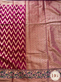 Soft silk zigzag pattern woven saree saree color - pink