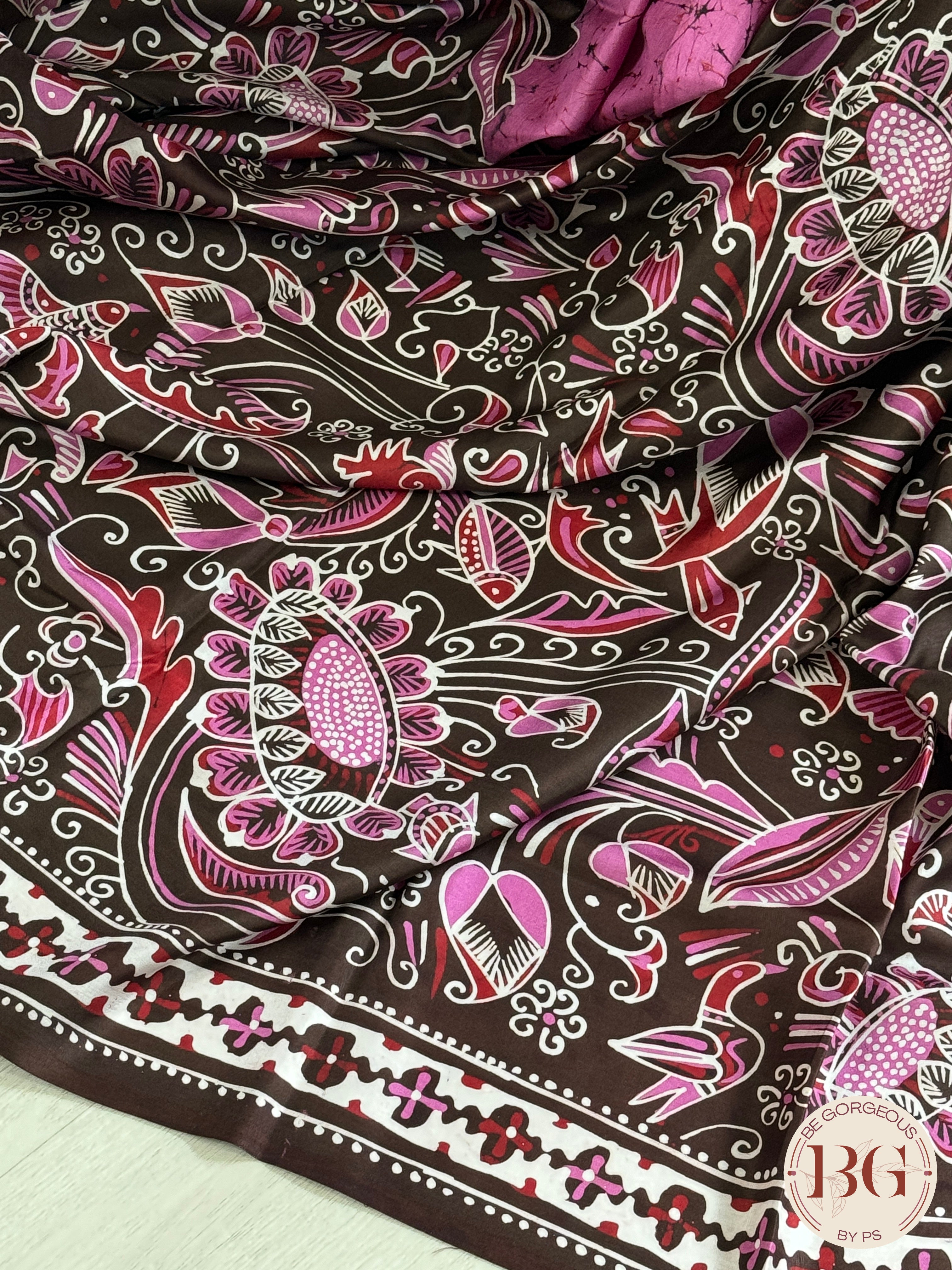 Bangalore Silk hand batik saree, silk mark certified- pink