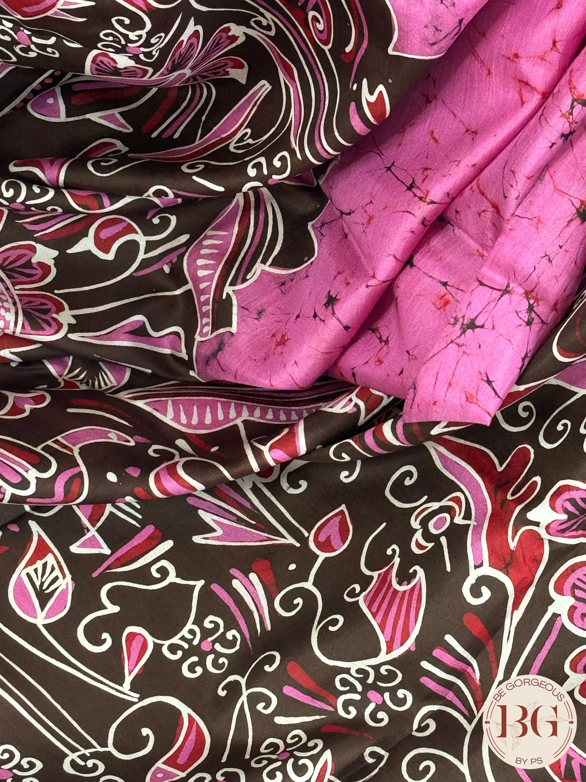 Bangalore Silk hand batik saree, silk mark certified- pink