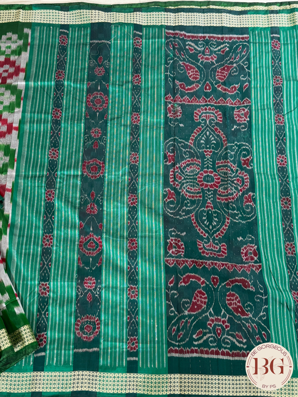 Sambalpuri pasapalli odisha handloom pure silk saree - red green