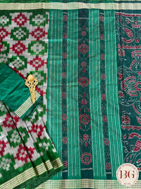 Sambalpuri pasapalli odisha handloom pure silk saree - red green