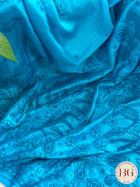 Chikankari on Silk - Blue
